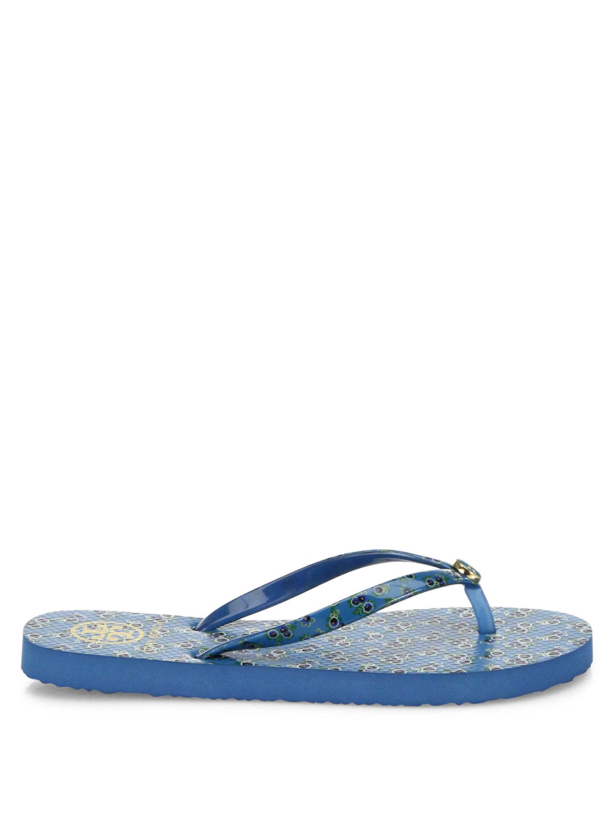 tory burch flip flops blue